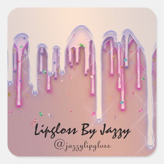 Sticker Carré Lipgloss maquillage rose gouttes Favoriser (Devant)