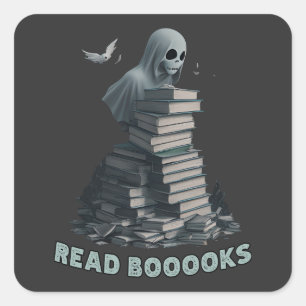 Sticker Carré Lire les livres, Ghost lecture livres