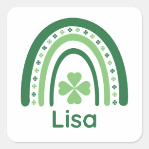 Sticker Carré Lisa Nom Clover Boho Arc-en-ciel