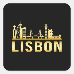 Sticker Carré Lisbonne Portugal City Skyline Cityscape Funny Cad