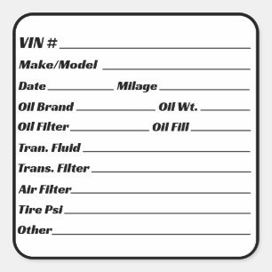 Sticker Carré Liste de contrôle du moteur de service de maintena