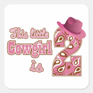 Sticker Carré Little Cowgirl 2e anniversaire