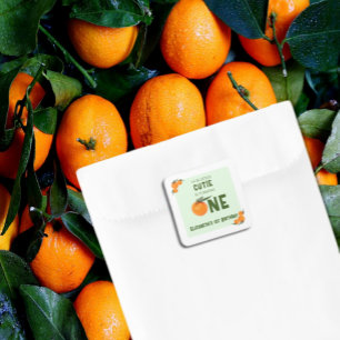 Sticker Carré Little Cutie Orange 1er anniversaire
