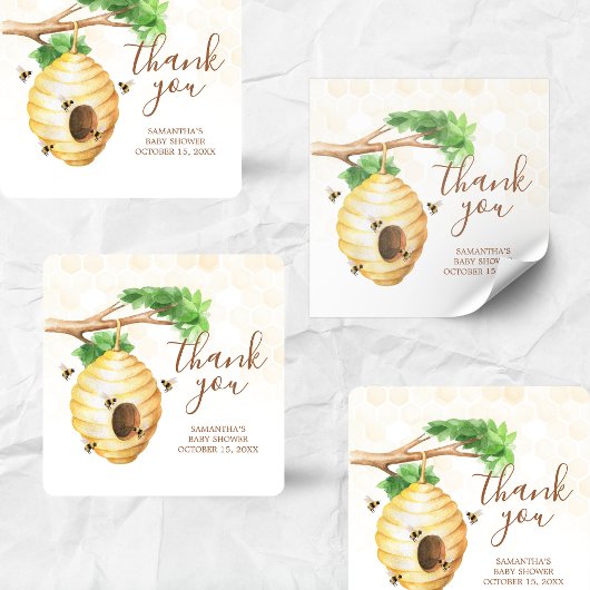 Sticker Carré Little Honey Bee Baby shower