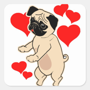 Sticker Carré Little Love Carlin Flossing Valentine Chien