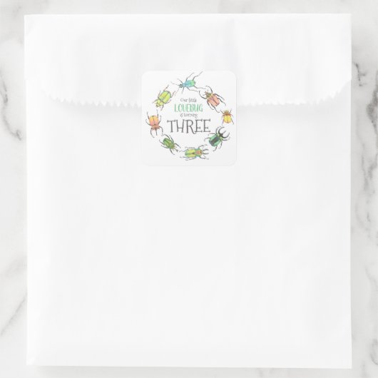 Sticker Carré Little Lovebug fête d'anniversaire (Sac)