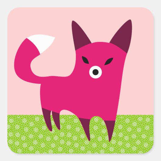 Sticker Carré Little Red Fox (Devant)