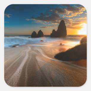 Sticker Carré Littoral Au coucher Du Soleil Californie du Nord