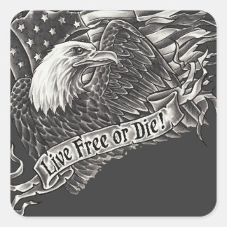 Sticker Carré Live Free ou Die Eagle