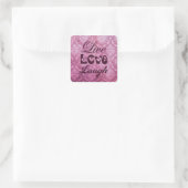 Sticker Carré Live Love Laugh Pink Damask Pattern (Sac)