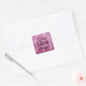Sticker Carré Live Love Laugh Pink Damask Pattern (Enveloppe)