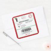 Sticker Carré Livraison de Noël par Père Noël North Pôle, (Enveloppe)