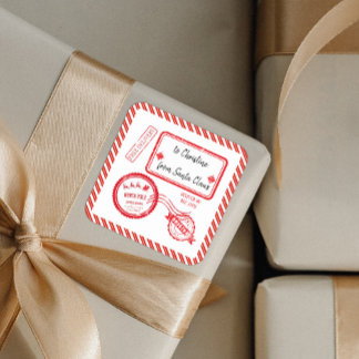 Sticker Carré Livraison de Noël Pôle Nord de la poste de Père No