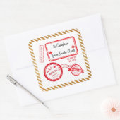 Sticker Carré Livraison par courrier Gold Christmas North Pôle à (Enveloppe)