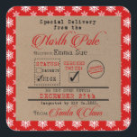 Sticker Carré Livraison spéciale de Père Noël Christmas Cadeaux<br><div class="desc">Si vous souhaitez modifier cette conception ou si vous avez des questions,  envoyez un courriel à megan@emmasuebowtique.com</div>