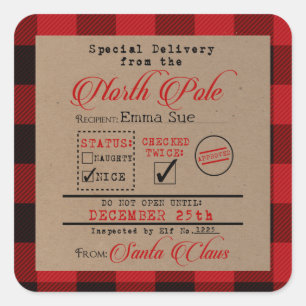 Sticker Carré Livraison spéciale de Père Noël Christmas Cadeaux 