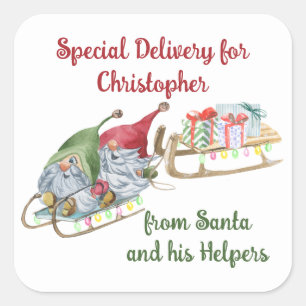 Sticker Carré Livraison spéciale du Père Noël et de ses lutins a
