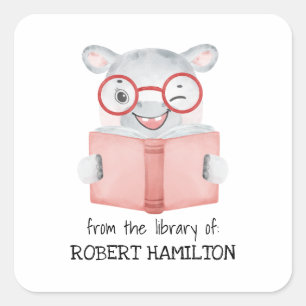 STICKER CARRÉ LIVRE DE LECTURE HIPPO COULEUR D'EAU CUTE LIVRE PL