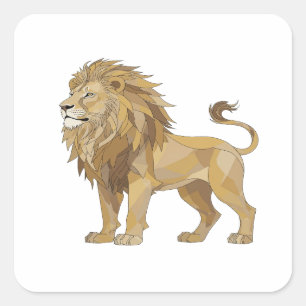 Sticker Carré LIVRE Style Argent Lion Vibrant