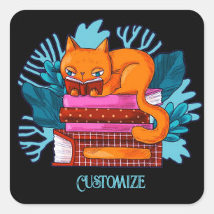 Sticker Carré Livres Approuvés pour chats personnalisés