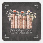 Sticker Carré Livres avec fleurs et citation sur tableau noir (Devant)
