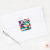 Sticker Carré Livres et fleurs Abstraits | ART NUMÉRIQUE (Enveloppe)