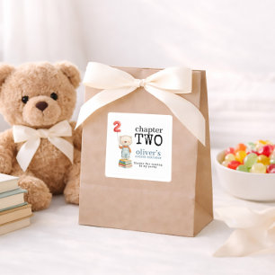 Sticker Carré Livres Ourson Chapitre Deux Garçon 2e Anniversaire