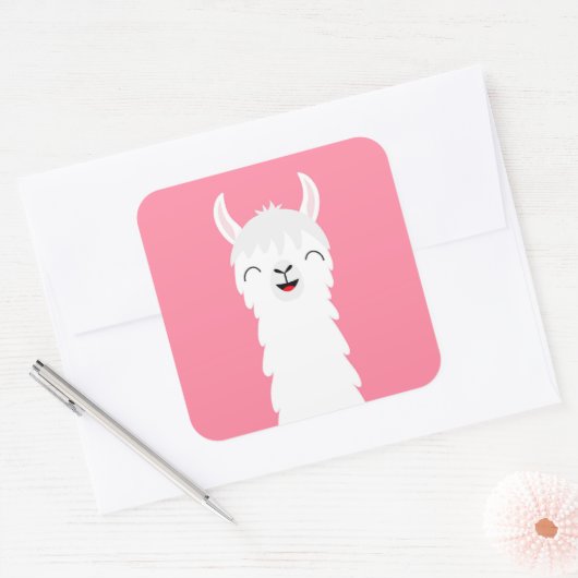 Sticker Carré Llama alpaga (Enveloppe)