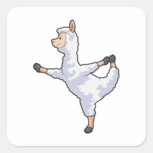 Sticker Carré Llama at yoga
