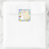 Sticker Carré Llama blanche et Fiesta arc-en-ciel Cinco de Mayo (Sac)