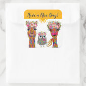 Sticker Carré Llama, hibou et girafe (Sac)