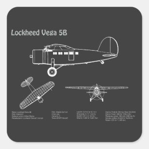 Sticker Carré Lockheed Vega 5B - Plans d'avion PD