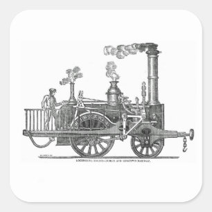 Sticker Carré Locomotive à vapeur précoce