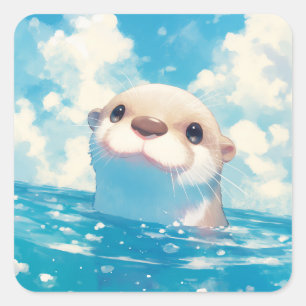 Sticker Carré L'Odyssée aquatique de la loutre