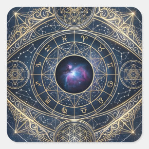 Sticker Carré L'Œil Céleste — Géométrie Sacrée Zodiaque Cosmos