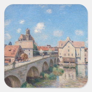 Sticker Carré L'œuvre d'art d'Alfred Sisley - Le Pont de Moret