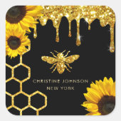 Sticker Carré logo abeille et tournesol (Devant)