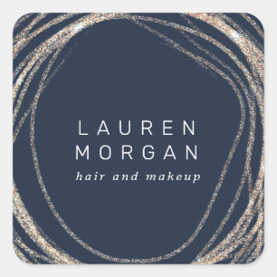 Sticker Carré logo abstrait faux or monogramme moderne