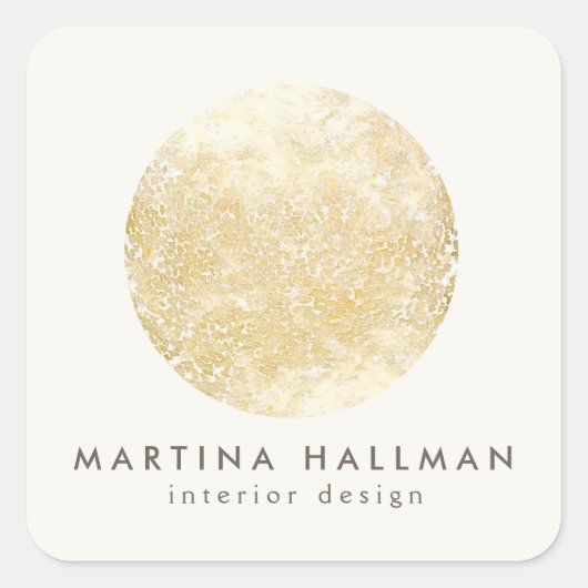 Sticker Carré Logo Abstrait Watercolor Gold Circle sur ivoire (Devant)