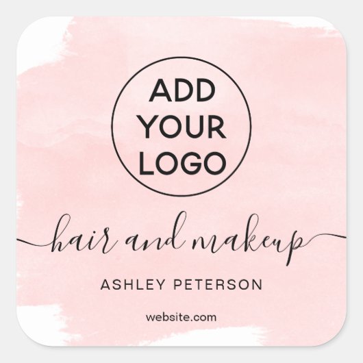 Sticker Carré Logo aquarelle brosse cheveux maquillage (Devant)