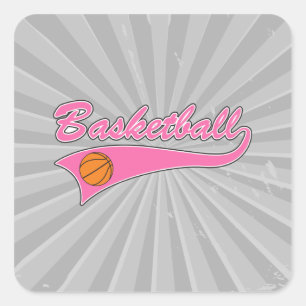 Sticker Carré logo basket-ball rose femmes filles