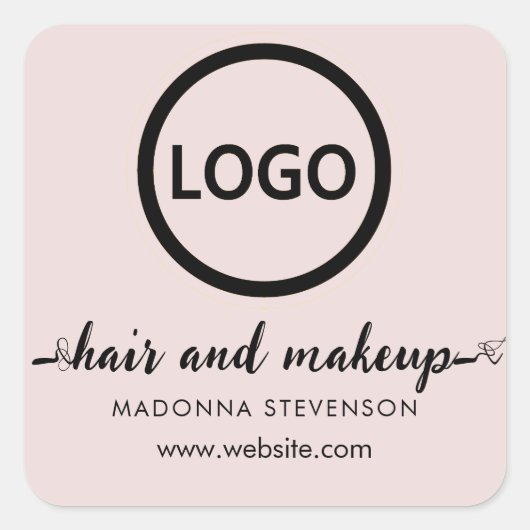 Sticker Carré Logo Blush Pink Typographie simple maquillage chev (Devant)