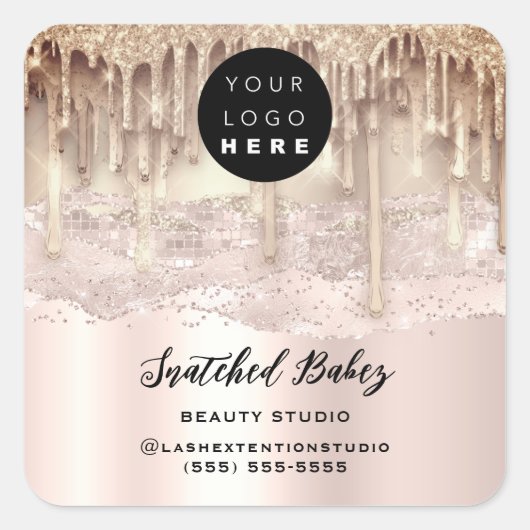 Sticker Carré Logo Code QR Merci frappe les Parties scintillant  (Devant)