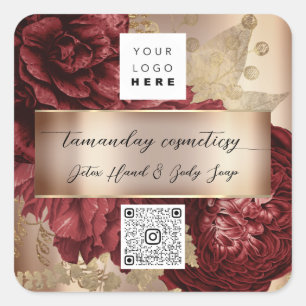 Sticker Carré Logo Code QR Photo Produit Raisin Vin Rouge Merci