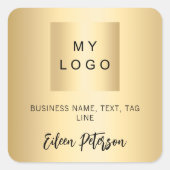 Sticker Carré Logo commercial de signature de nom d'or (Devant)