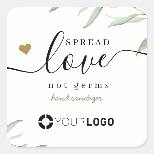 Sticker Carré Logo commercial Spread Love Hand Sanitizer Green (Devant)