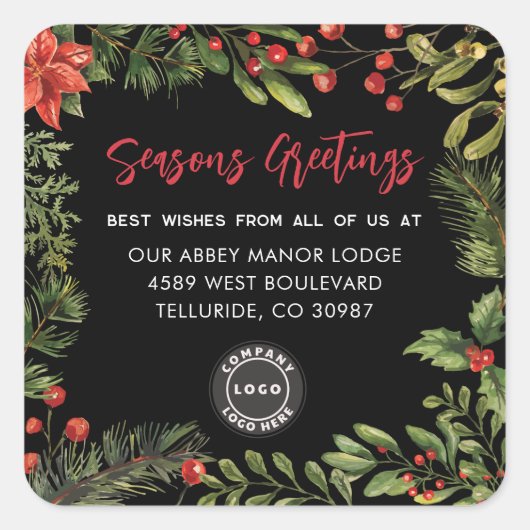 Sticker Carré Logo d'affaires Noël Vacances Botanique (Devant)