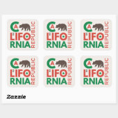 Sticker Carré Logo de California With Grizzly Bear (Feuille)