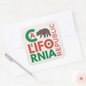 Sticker Carré Logo de California With Grizzly Bear (Enveloppe)