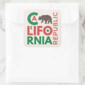 Sticker Carré Logo de California With Grizzly Bear (Sac)